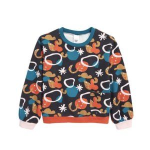 Open Edit Kids' Side Pocket Sweatshirt In Navy Charcoal Speckle Shapes 2